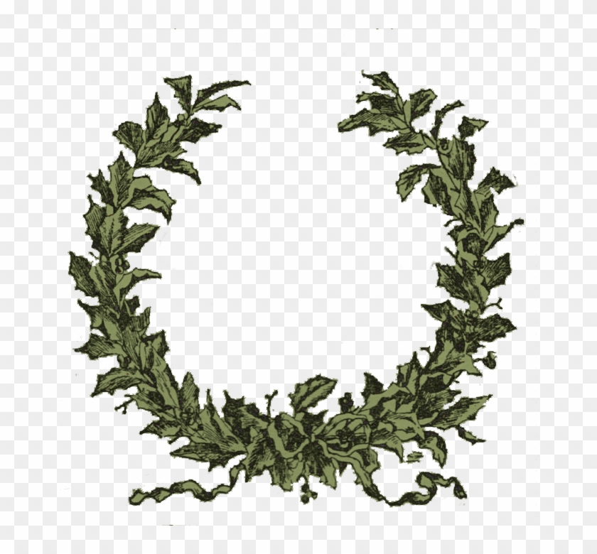 Vintage Clipart Holly - Christmas Garland Wreath Clipart #192448