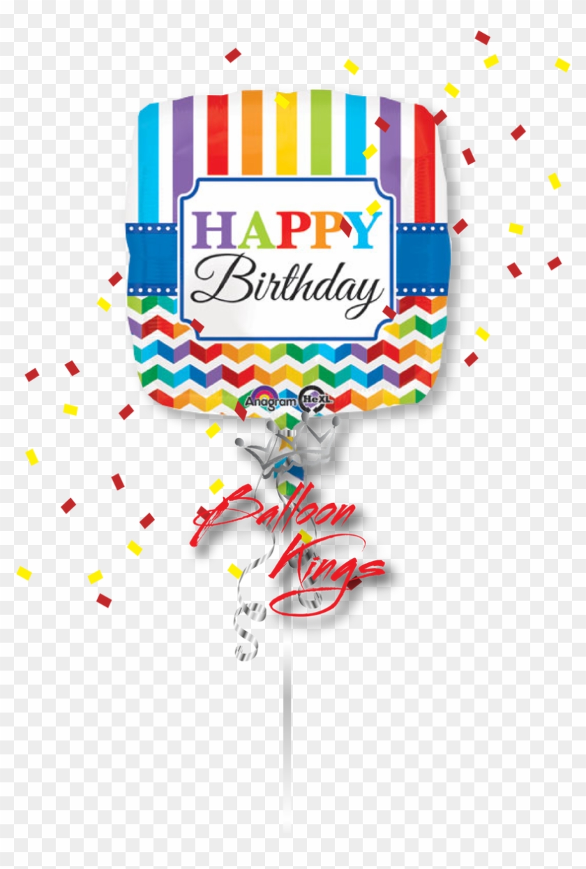 Happy Birthday Stripe And Chevron - 18" Happy Birthday Bright Stripe & Chevron Standard #1144251