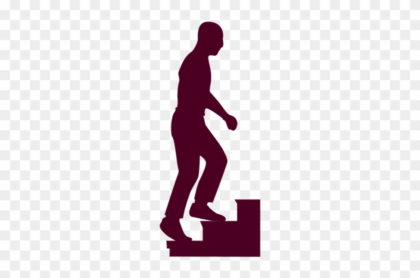 Man Climbing Stairs Sequence Silhouette In Red Transparent - Stair Person Png #1146495