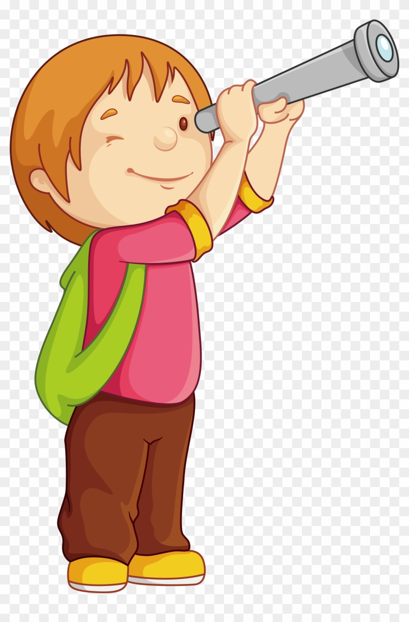 Telescope Child Illustration - Telescope Child Illustration #1149200