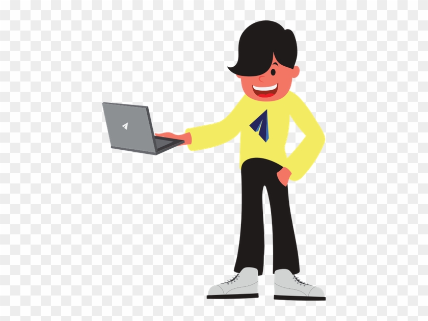 Illustration Of A Boy With Laptop - Cartoon #1153768