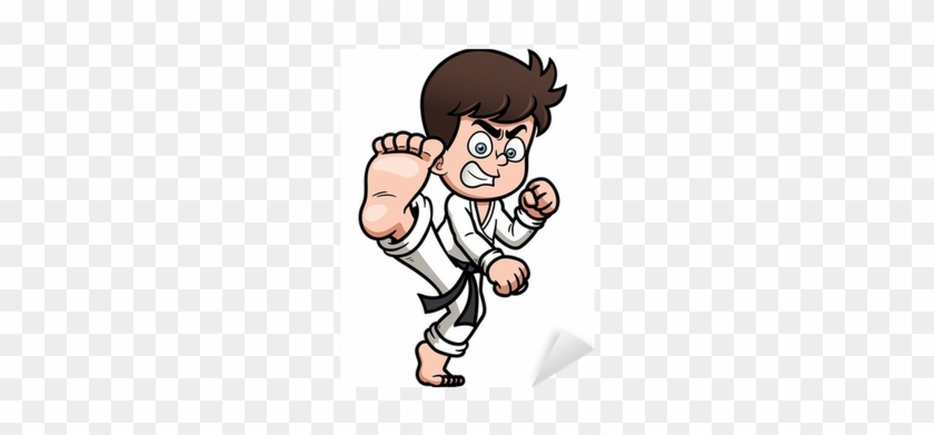 Vector Illustration Of Boy Karate Kick Sticker • Pixers® - Karate Kreslený #1154001