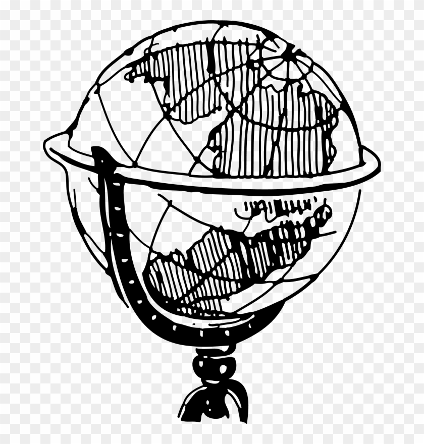 Blue World Map Clip Art Download - Black And White Globe Clipart #1154381