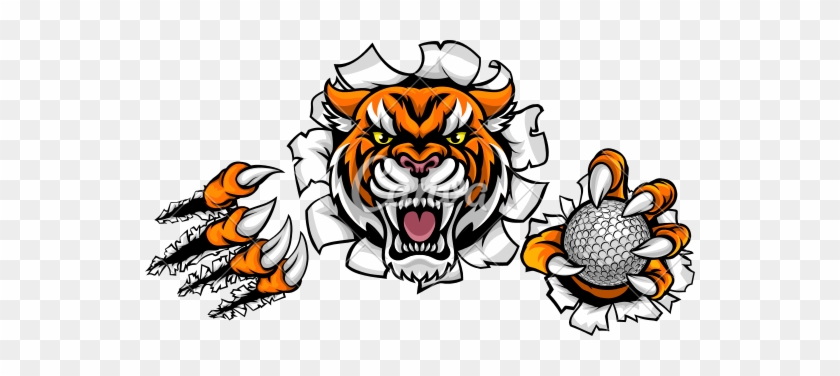 Pin Golf Ball Clipart No Background - Tiger Jump Vector Png #1154897