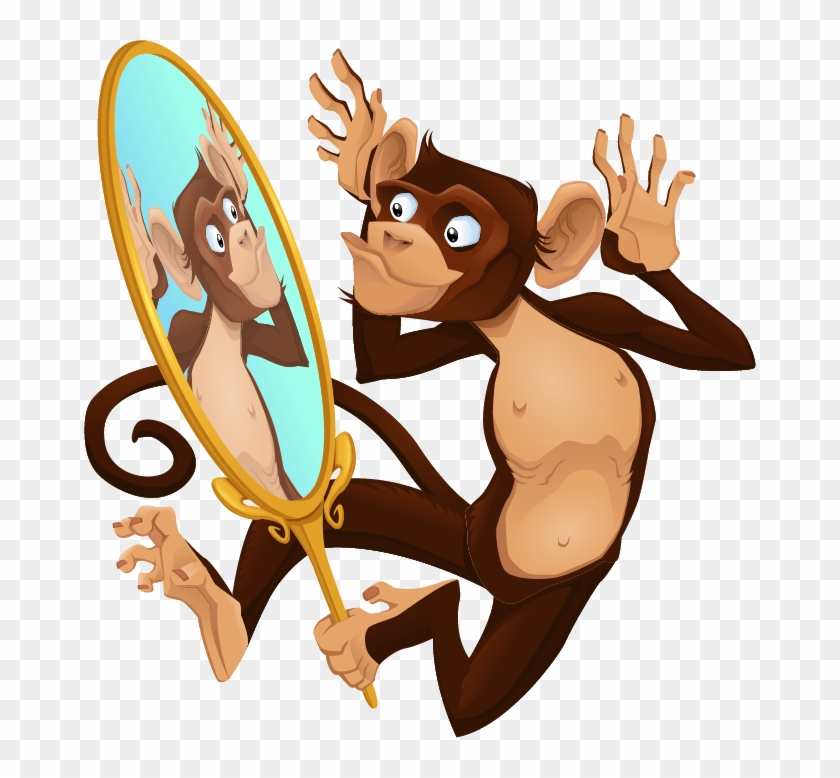 Cartoon Monkey Mirror Illustration - Vector Graphics #1159951