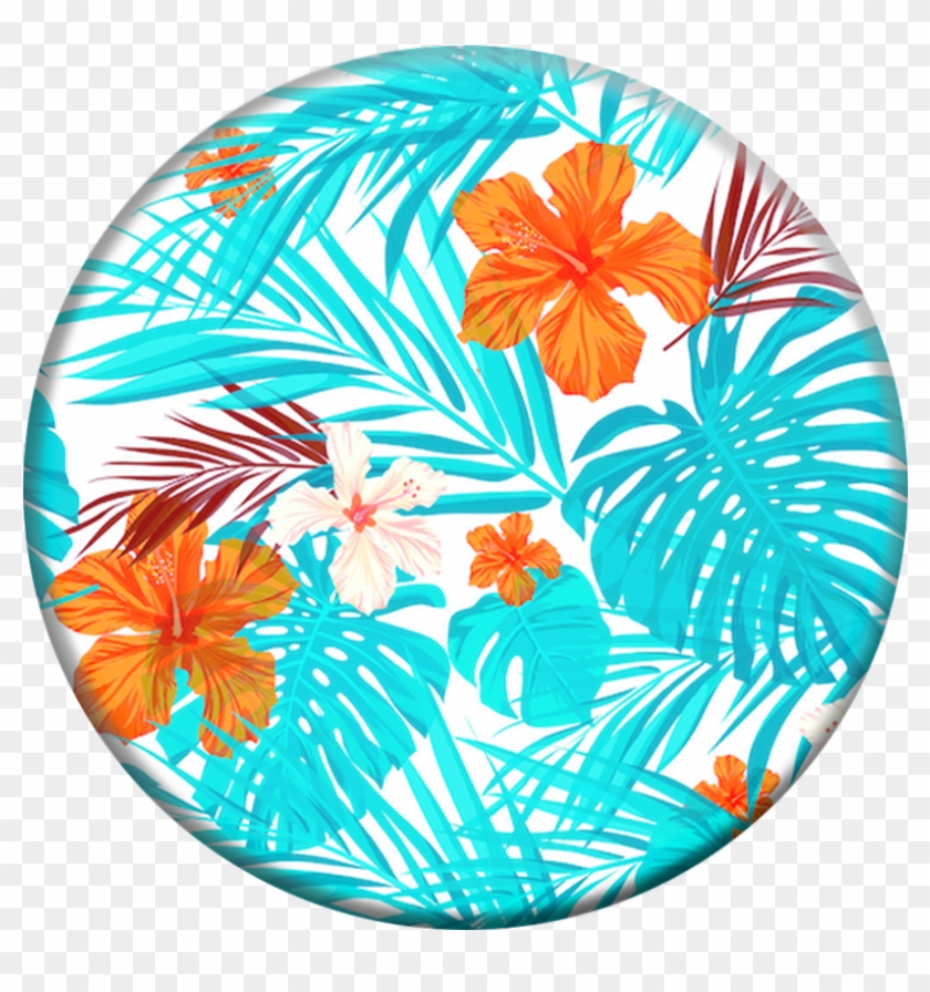 Tropical Hibiscus - Necklace Aloha Turquoise, Pendant With Cabochon 25mm #1160625