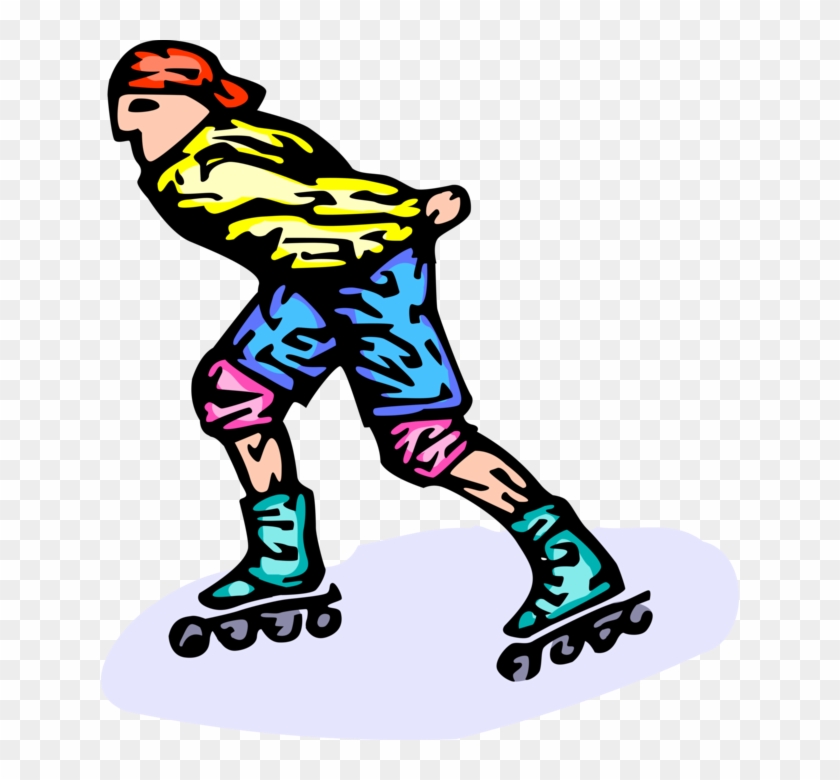 Vector Illustration Of Rollerblader Rollerblading On - Clip Art #1161802