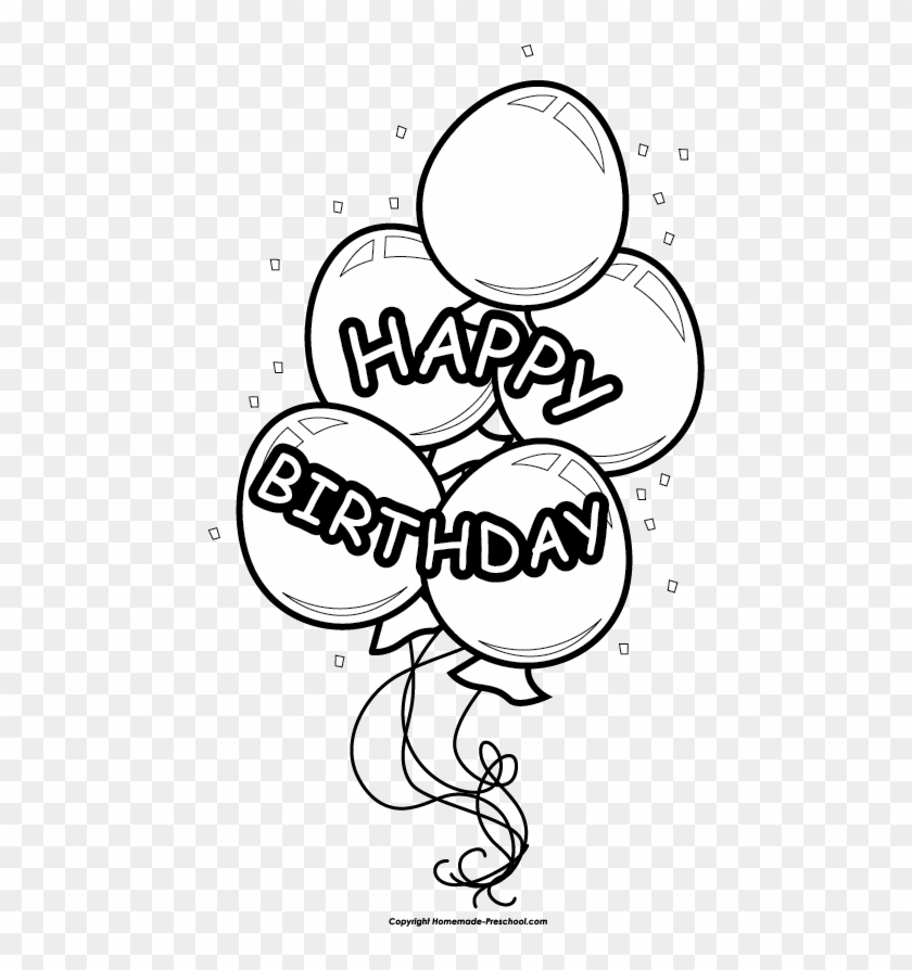 Happy Birthday Balloons Clip Art Black And White Birthday - Circle #1161921