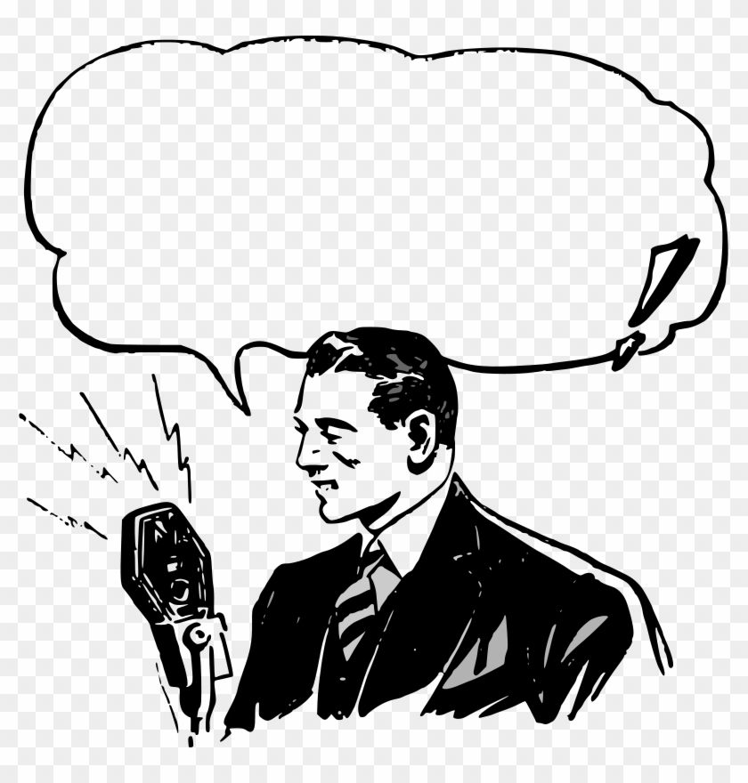 Free Speech Bubble Free Radio Announcement - Vintage Clip Art Man #1164237