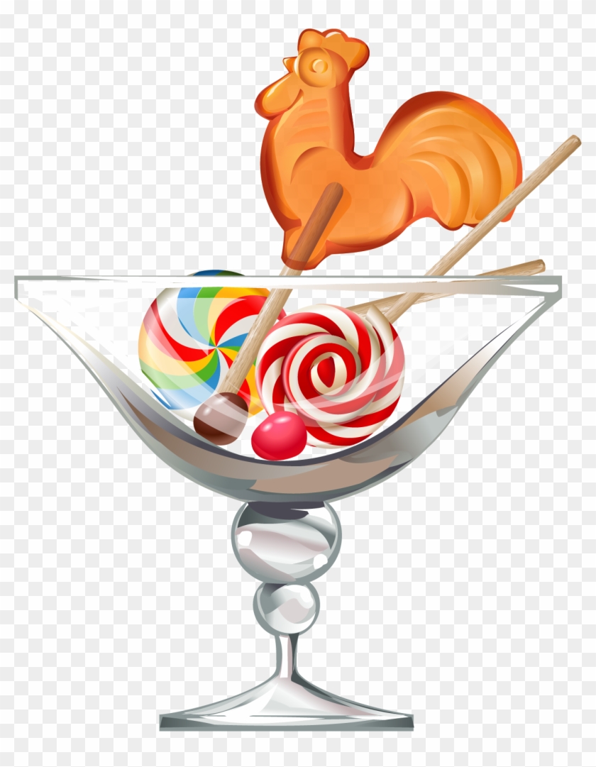 Lollipop Candy Cane Cotton Candy - Glass #1168906