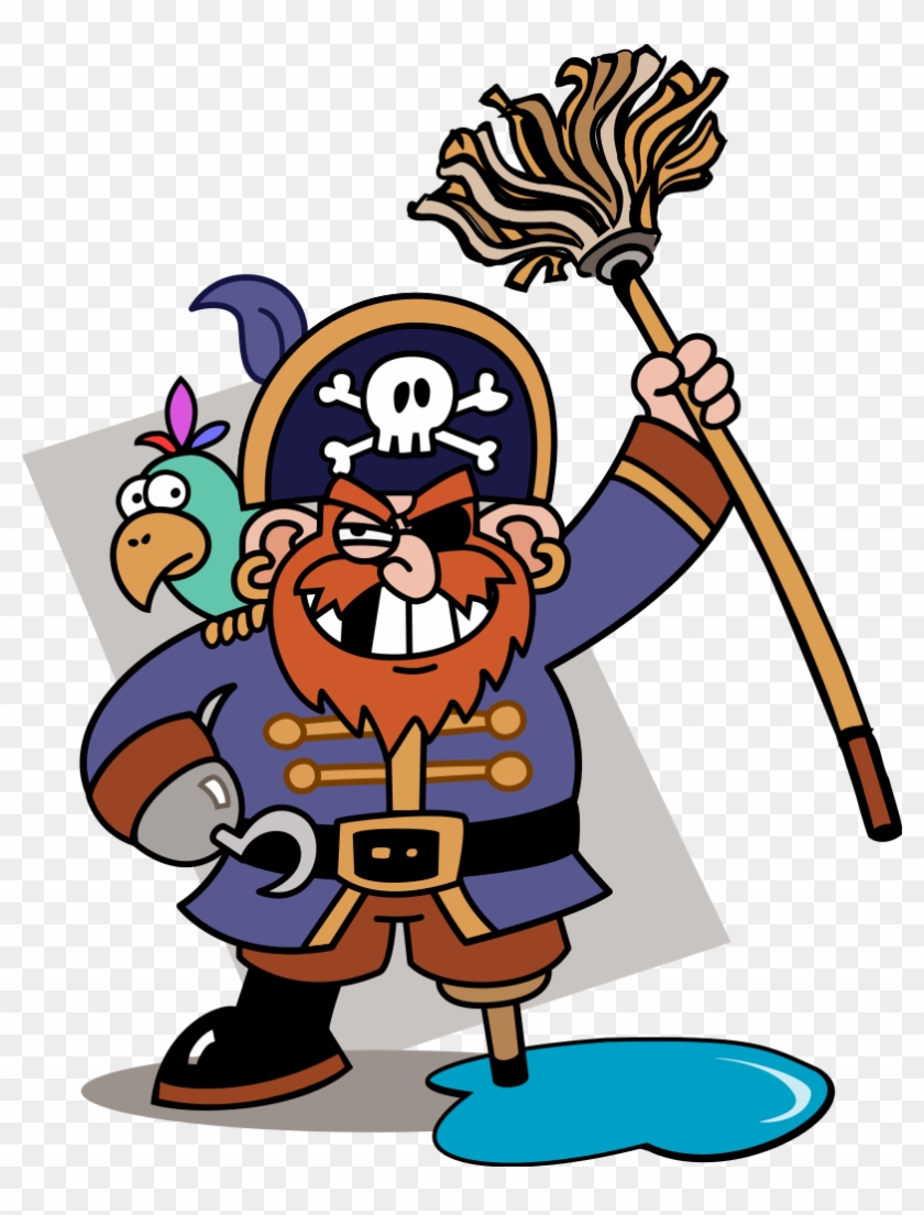 Piratey With Mop - Cartoon Pirate #1170011