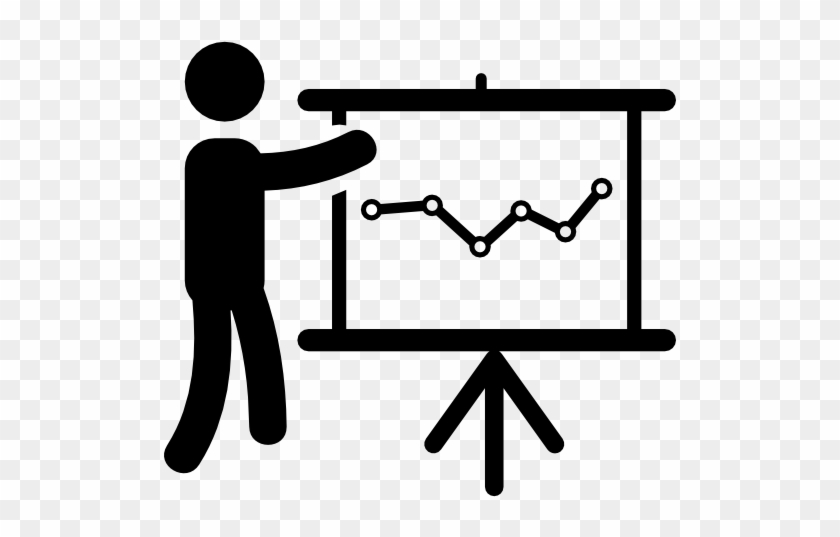 Person In Data Analytics Presentation With A Graphic - Presentation Icon Png Black #1170065