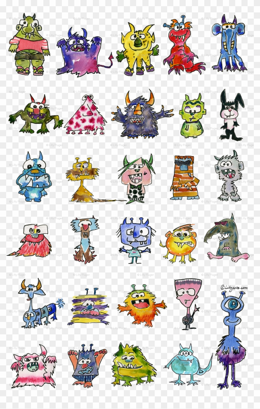 Funny Cute Cartoon Monsters By Lillyarts - Customized #1171666