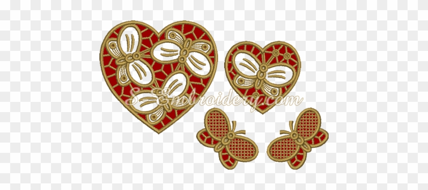 Hearts And Butterflies Cutwork Machine Embroidery Set - Body Jewelry #1176853