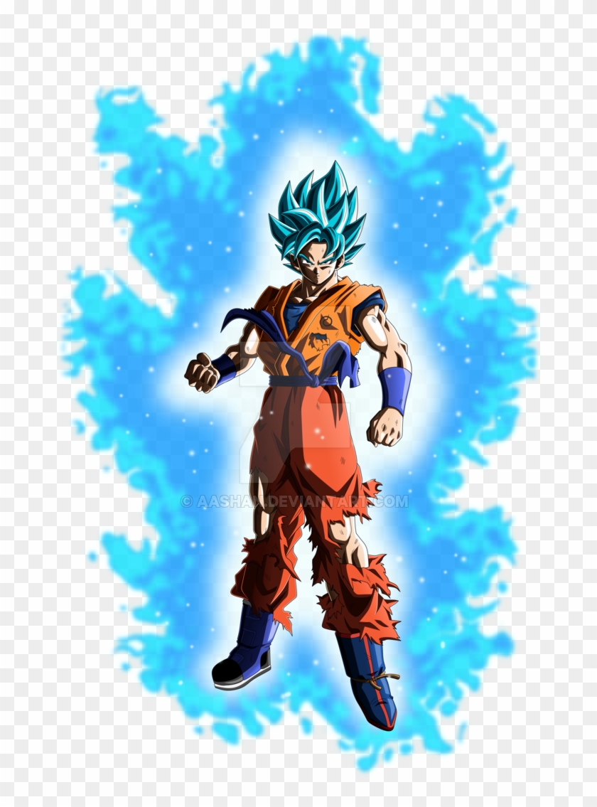 Goku Super Saiyan Blue Injured Mixed Gi By Aashananimeart - Goku Super Saiyan Blue Gi #1177956