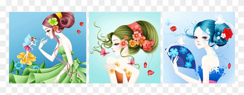 5d Diy Diamond Painting Cartoon Girl Flowers Diamond - Cartoon #1179067