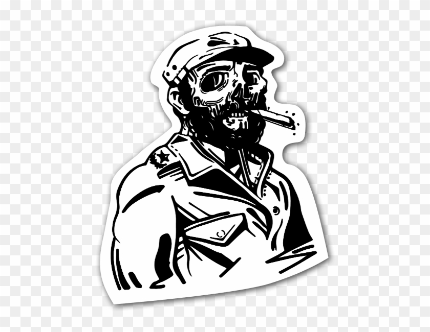 Fidel Castro Cigar Skull Sticker - Crystal Ball #1179620