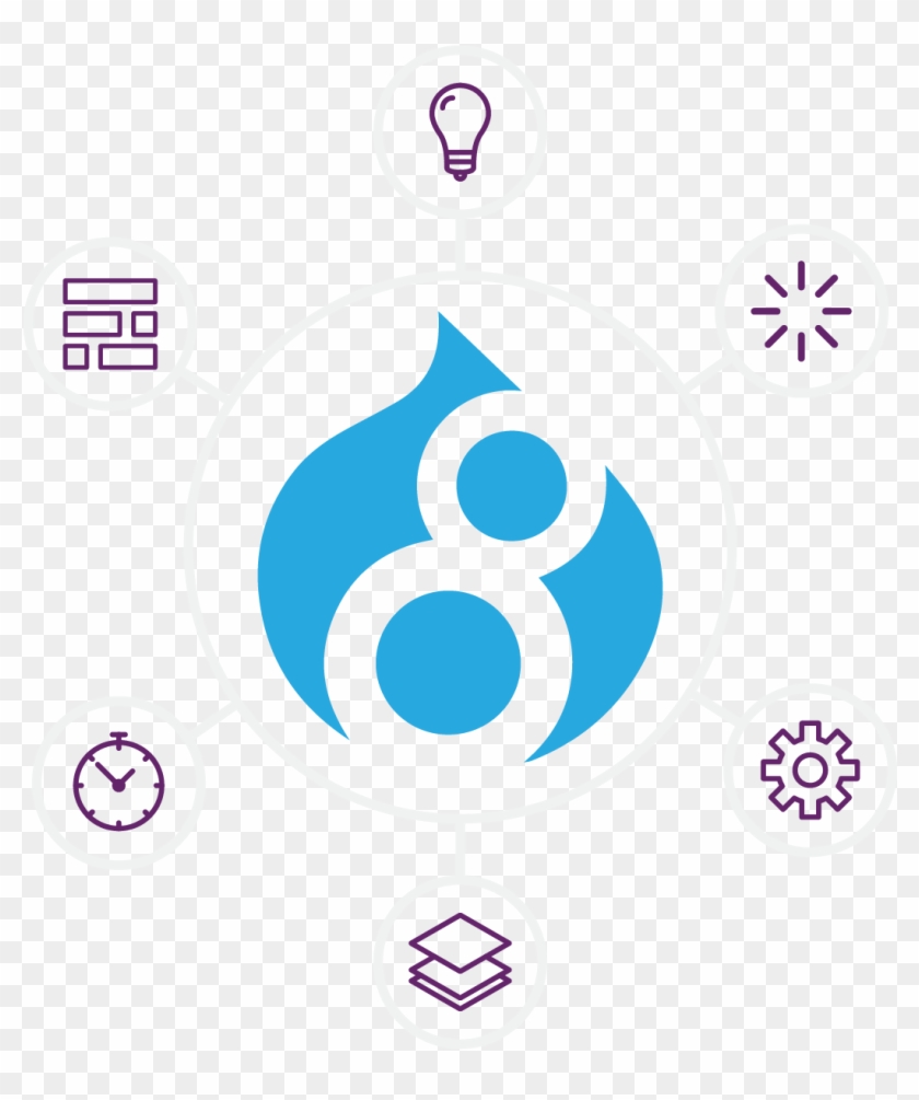 Illustration Of Drupal 8 Surrounded By Mobile Icons - Drupal 8 Logo #1180926