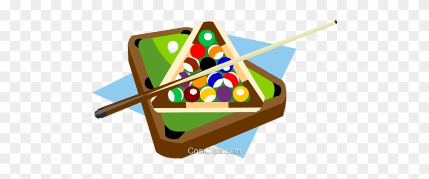 Billiard Table With Balls And Cue Royalty Free Vector - Pool Table Clip Art #1183733