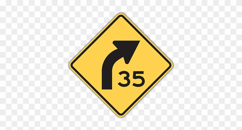 W1-2a Curve With Mph - Does The Yellow Sign With A Right Arrow Mean #1184137