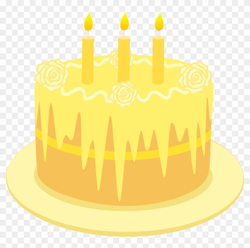 Lemon Birthday Cake With Candles - Yellow Birthday Cakes Clipart #193712