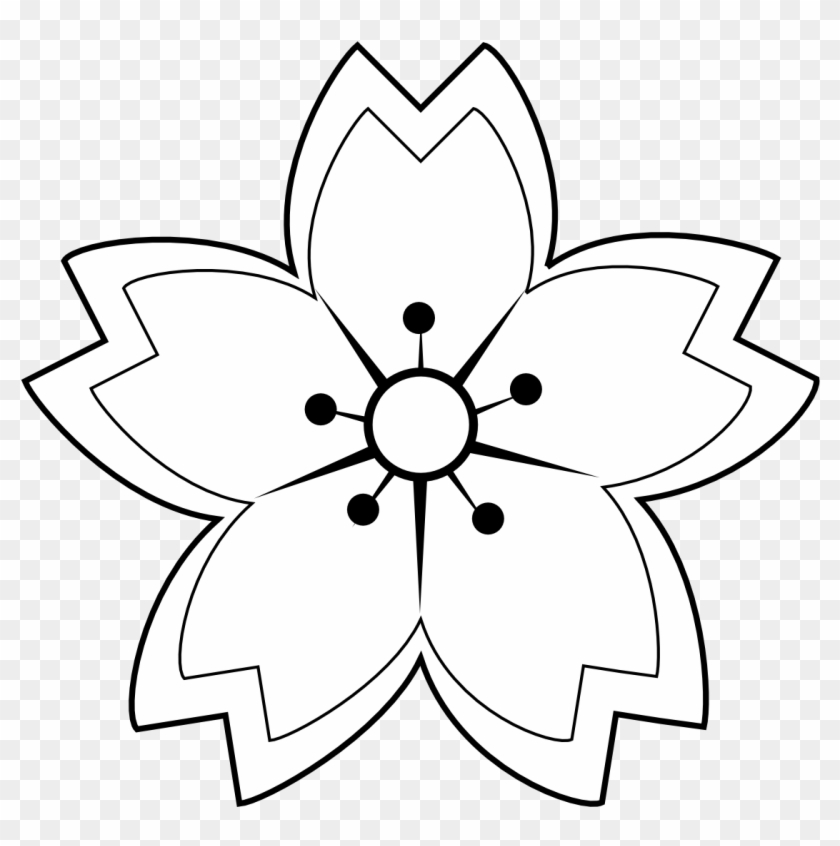 Black White Flower Tattoos - Sakura Flower Drawing Black And White #194305