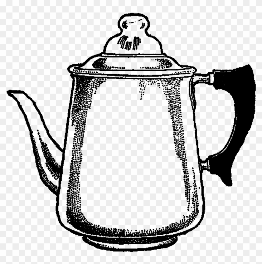 Coffee Pot Image Transfer Clipart Illustration Digital - Coffee Pot Drawing #195023