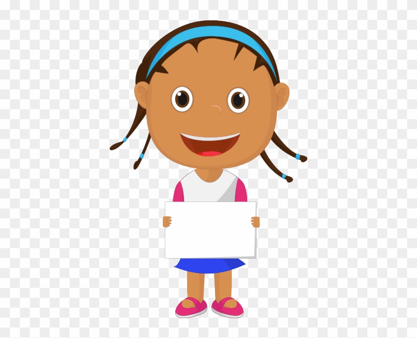 Clipart Boş Panolu Saçı Örgülü Esmer Kız Çocuk - Pigtail #196205