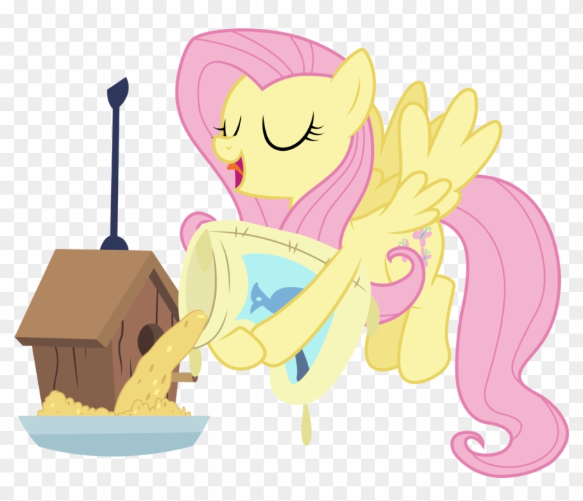 Cloudyglow, Bird Feed, Bird House, Eyes Closed, Fluttershy, - Mlp Fluttershy With Birds #1187532