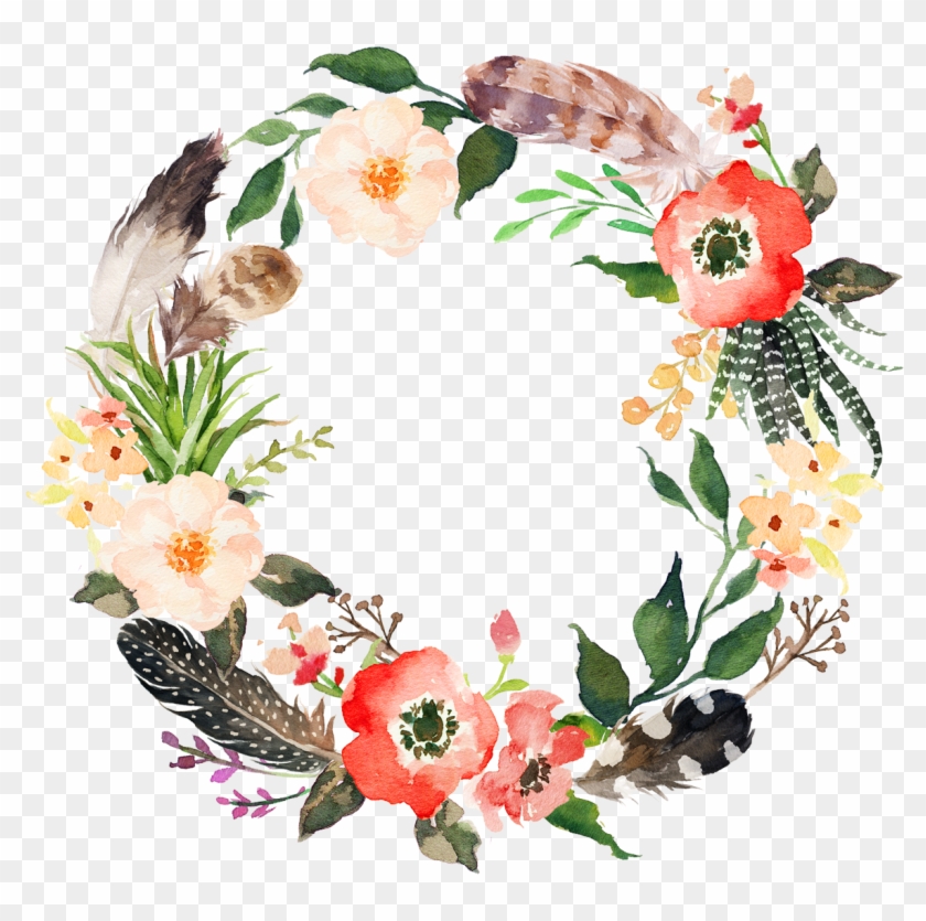 Flower Wreath Watercolor Painting Garland - Not Today Satan Floral #1192070