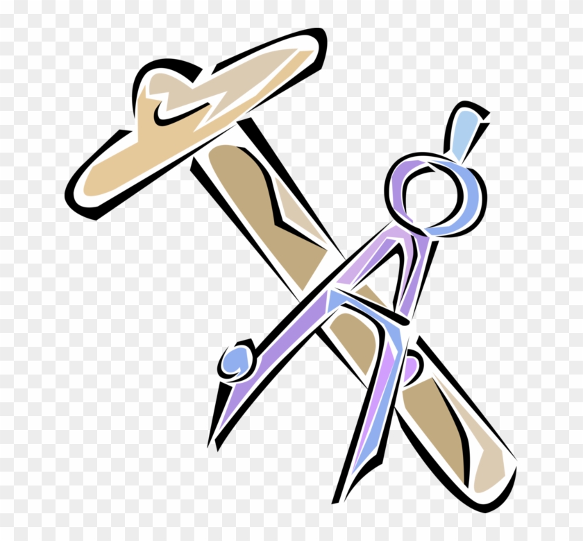 Vector Illustration Of T-square Technical Drawing Instrument - Vector Illustration Of T-square Technical Drawing Instrument #1193556