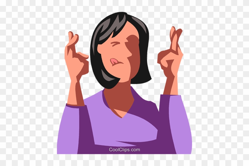 Woman With Her Fingers Crosse - Fingers Crossed Clipart Png #1195331