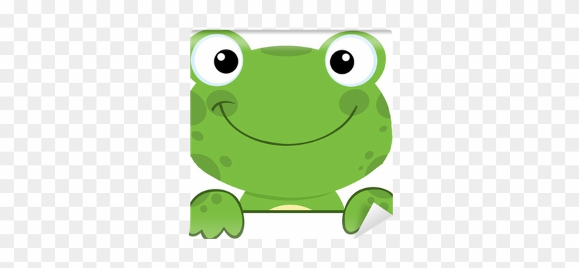 Cute Frog Smiling Over A Sign Board Wall Mural • Pixers® - Dibujos Animados De Ranas #1196594