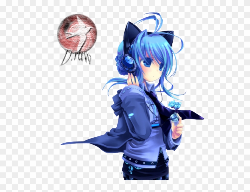 Wallpaper Fille Manga Avec Casque - Neko Blue #1199024