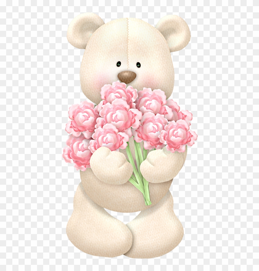 Teddy Bear Paper Clip Art - Teddy Bear With Roses Png #1200984