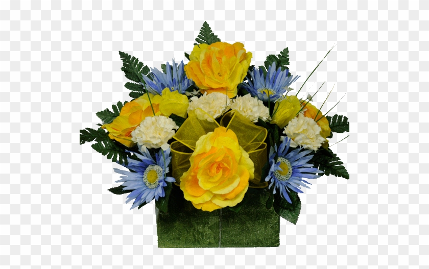 Bb/78, Daisies On Blue - Blue Daisies Yellow Roses #1201160