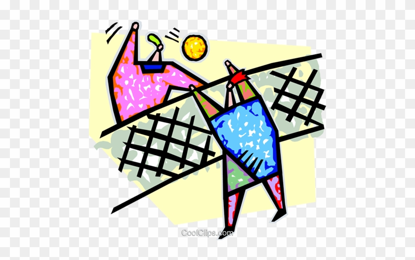 Volleyball Players Royalty Free Vector Clip Art Illustration - Clip Art #1202049