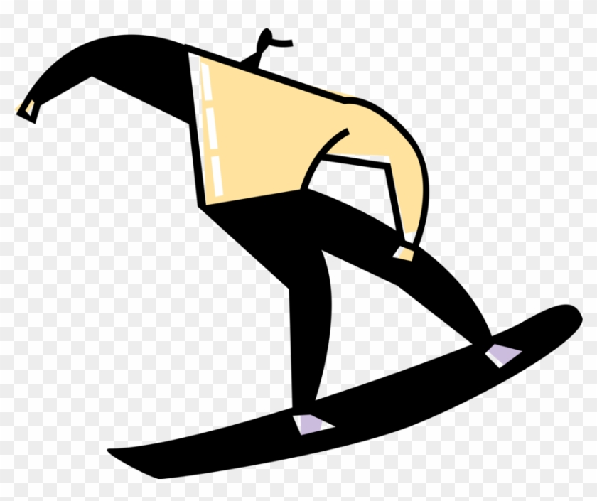 Vector Illustration Of Snowboarder Snowboarding Down - Vector Illustration Of Snowboarder Snowboarding Down #1202951