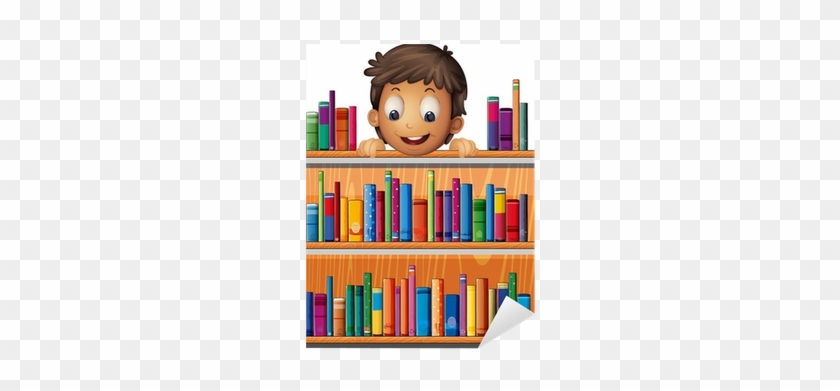 Vinilo Pixerstick Un Niño En La Parte Posterior De - Desenho De Livros Na Biblioteca #1203237