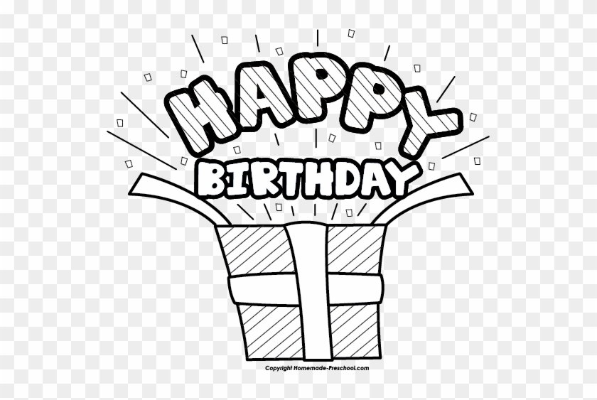 Stunning Idea Happy Birthday Clipart Black And White - Birthday Present Black And White #1205253