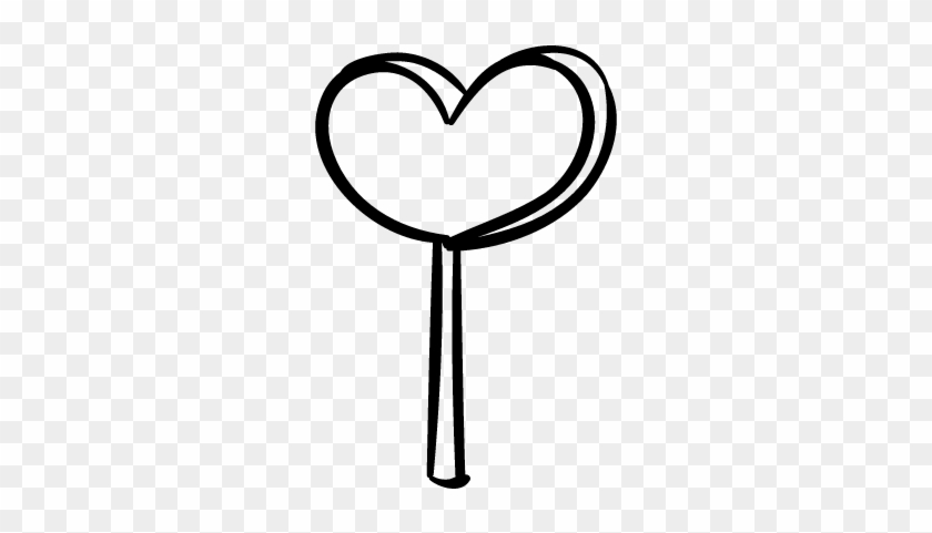 Heart Shaped Lollipop Vector - Heart Lollipop Black And White #1206493