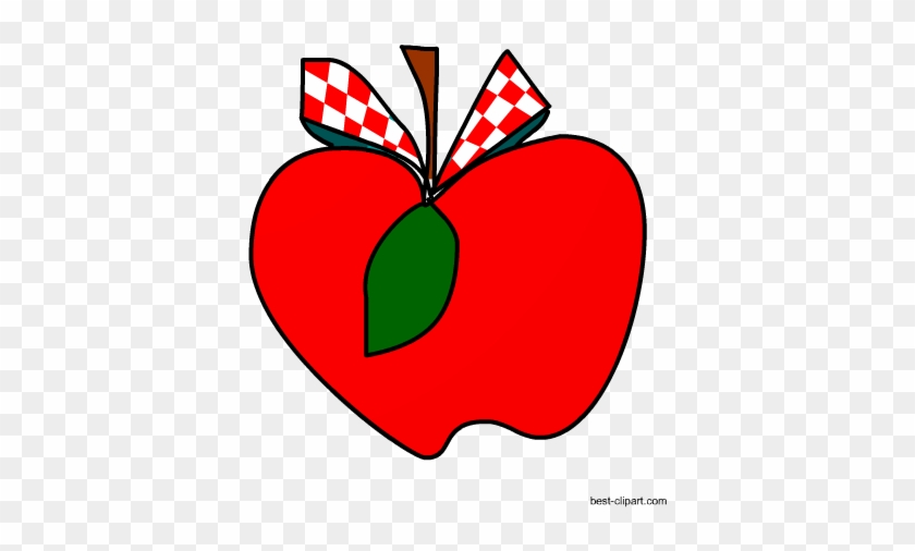 Apple With A Ribbon Clip Art - Clip Art #1207442