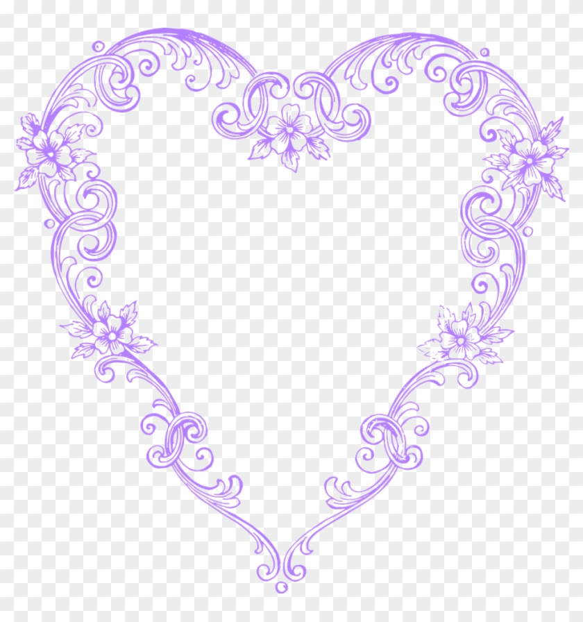 Free Images Fancy Vintage Purple Heart Clip Art Image - Vintage Heart Clip Art #1211700