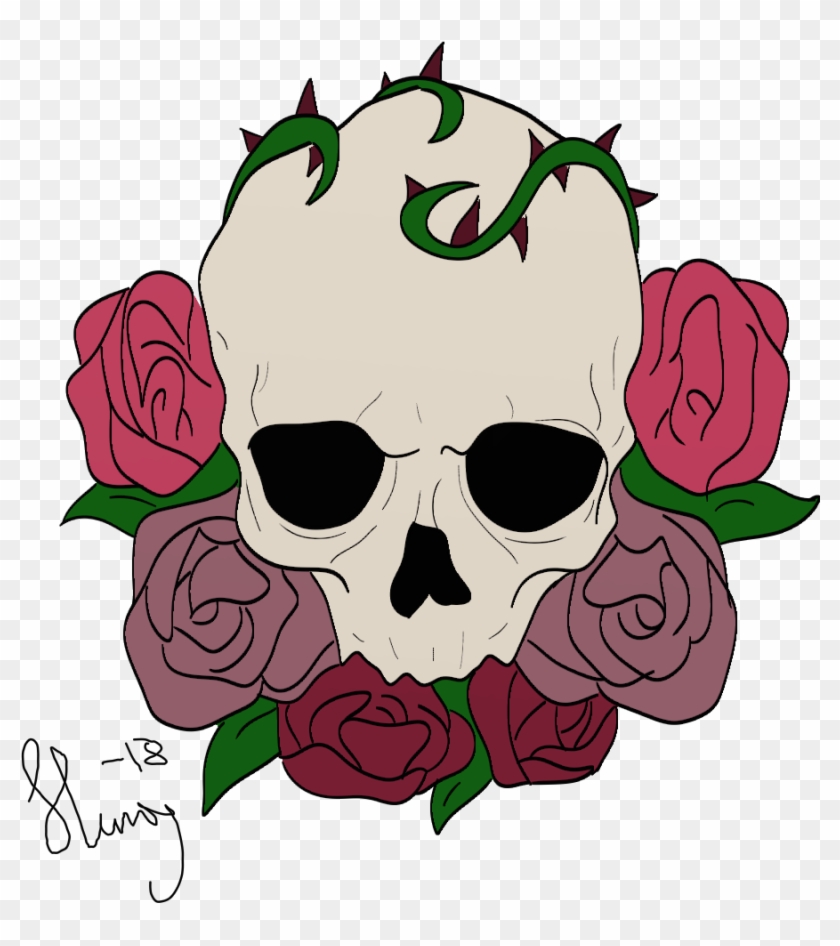 Skull And Roses - Skull #1214492