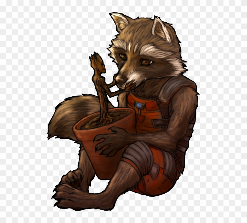 Groot And Rocket By Night Of Void - Rocket & Groot Hug #1219999