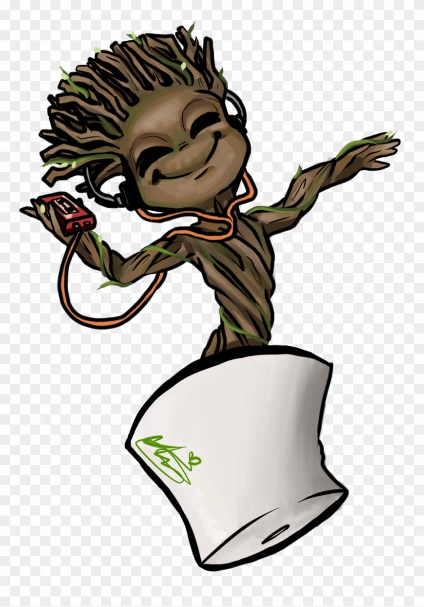 A Transparent Jammin Baby Groot For Your Blog - Cartoon #1220015