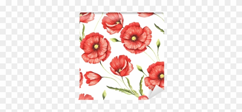 Delicate Seamless Pattern With Poppies - Watercolor Painting #1220317
