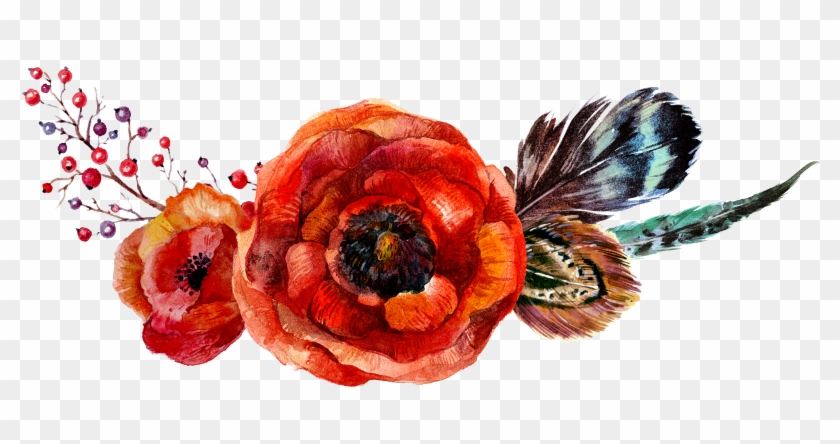 Poppy Flowers Flower Bouquet - Greatlookz Fashion Watercolor Poppy Printed Linen Placemat, #1220331