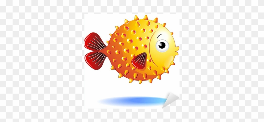 Pesce Palla Cartoon Puffer Fish Balloon Fish Vector - Painting #1222051