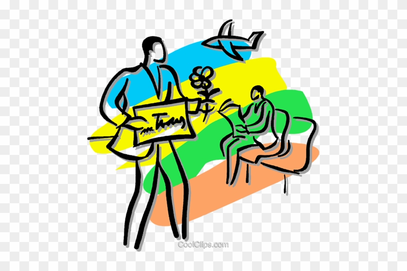 Man Waiting For Someone At The Airport Royalty Free - Clip Art #1222057